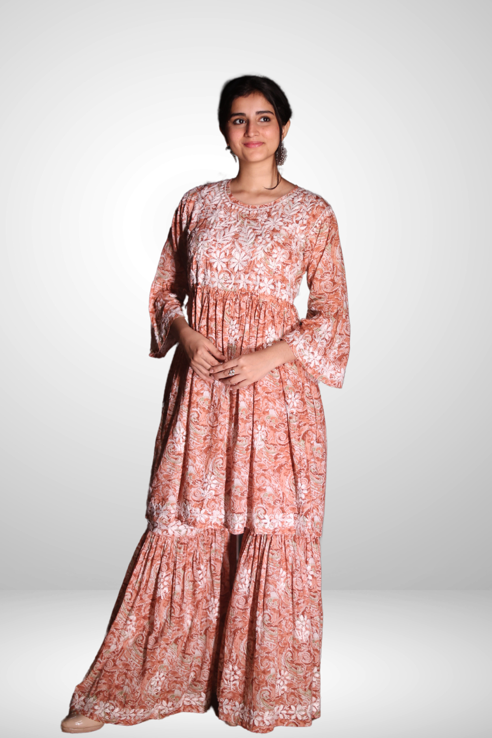 mulmul chikankari kurta set