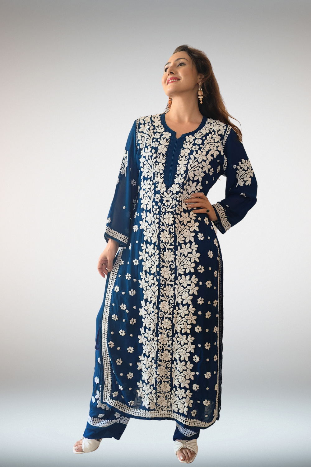 chikankari plazo suit