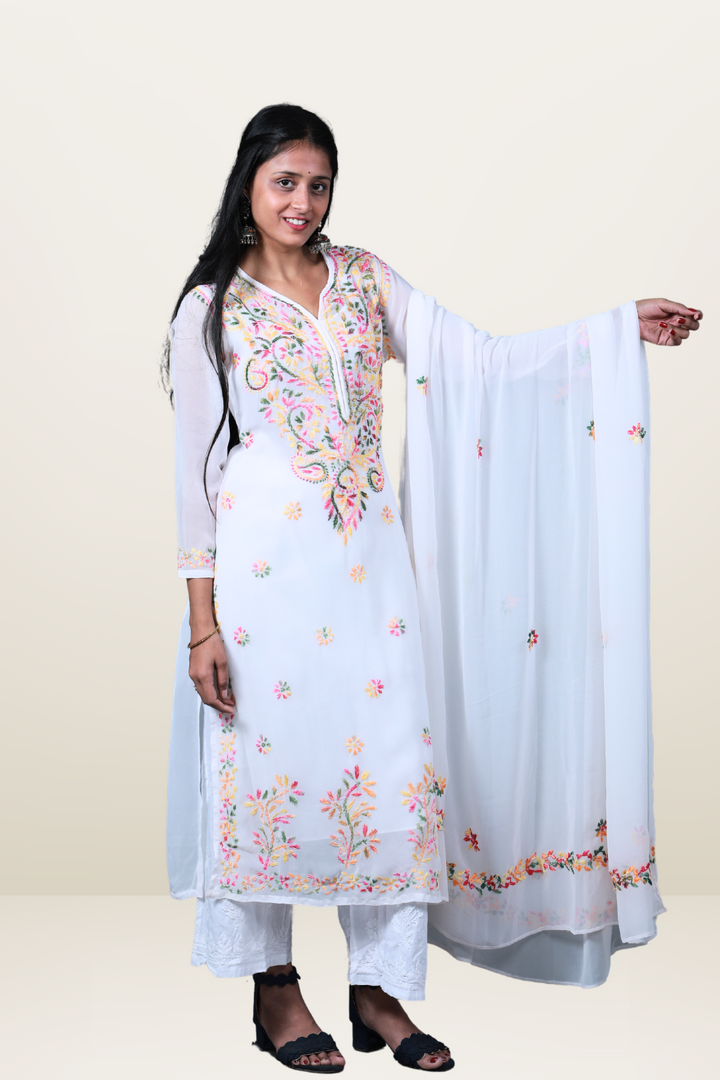 chikankari georgette kurta