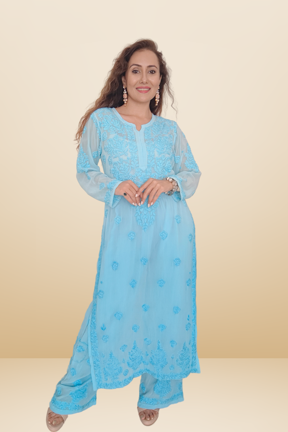 chikan kurta pant set