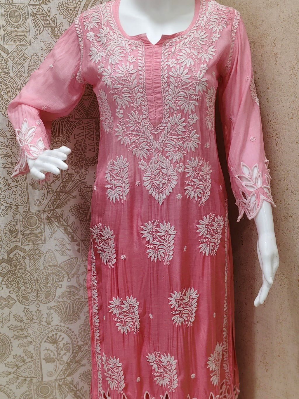 Anaya  Premium Muslin 3D Chikankari Ombre  Cutwork Kurti Palazzo Set