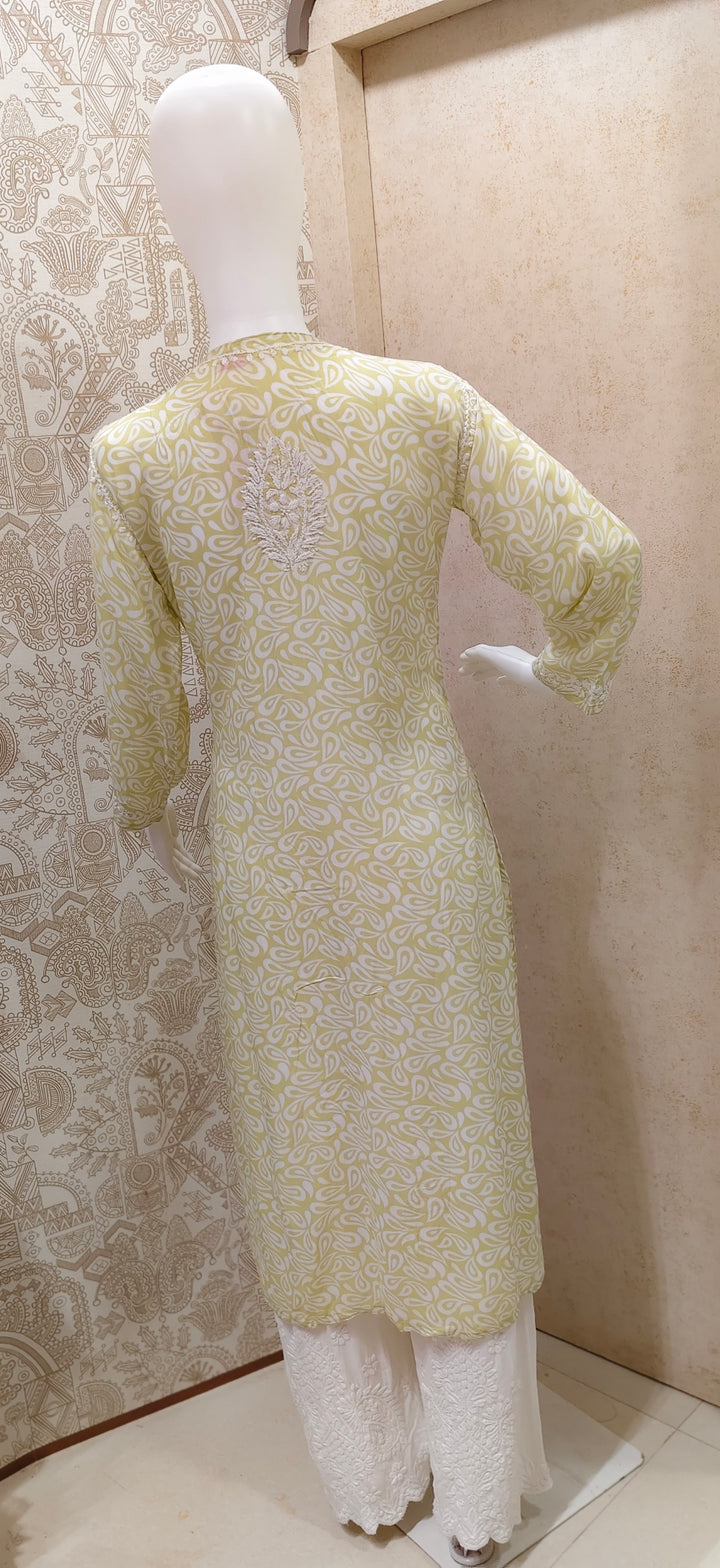 Sofia Modal Printed 3D  Chikankari  Long Kurti