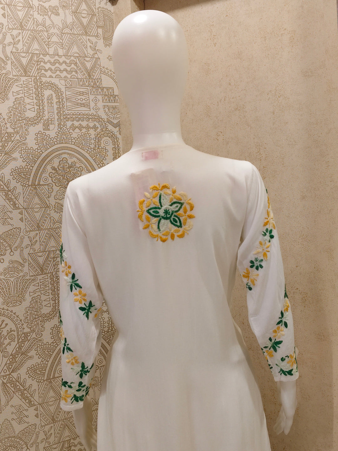 Rida  Rayon Chikankari Designer White- Multi  Palazzo Set