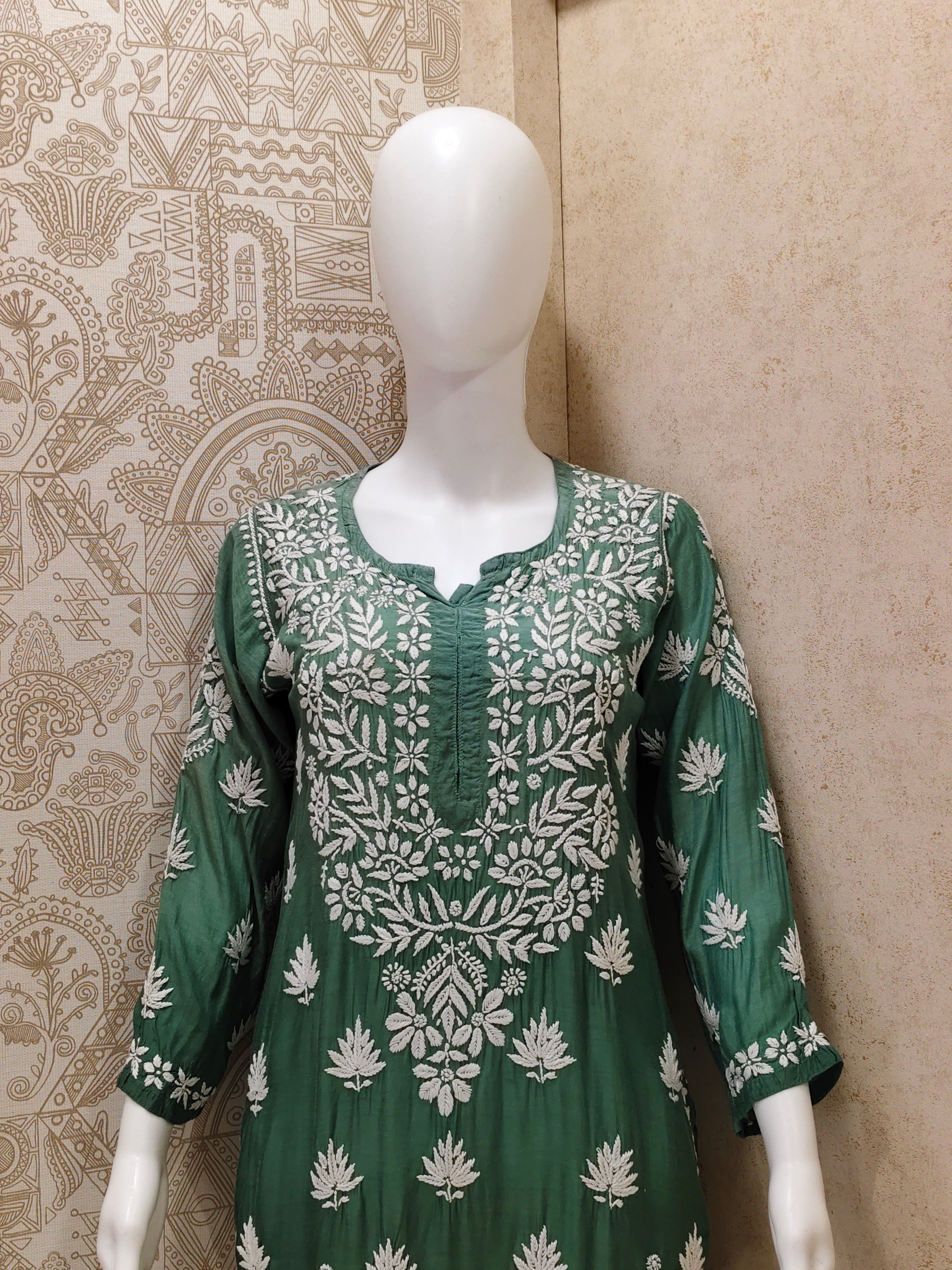 Basma Muslin Ombre Chikankari  Long Kurti