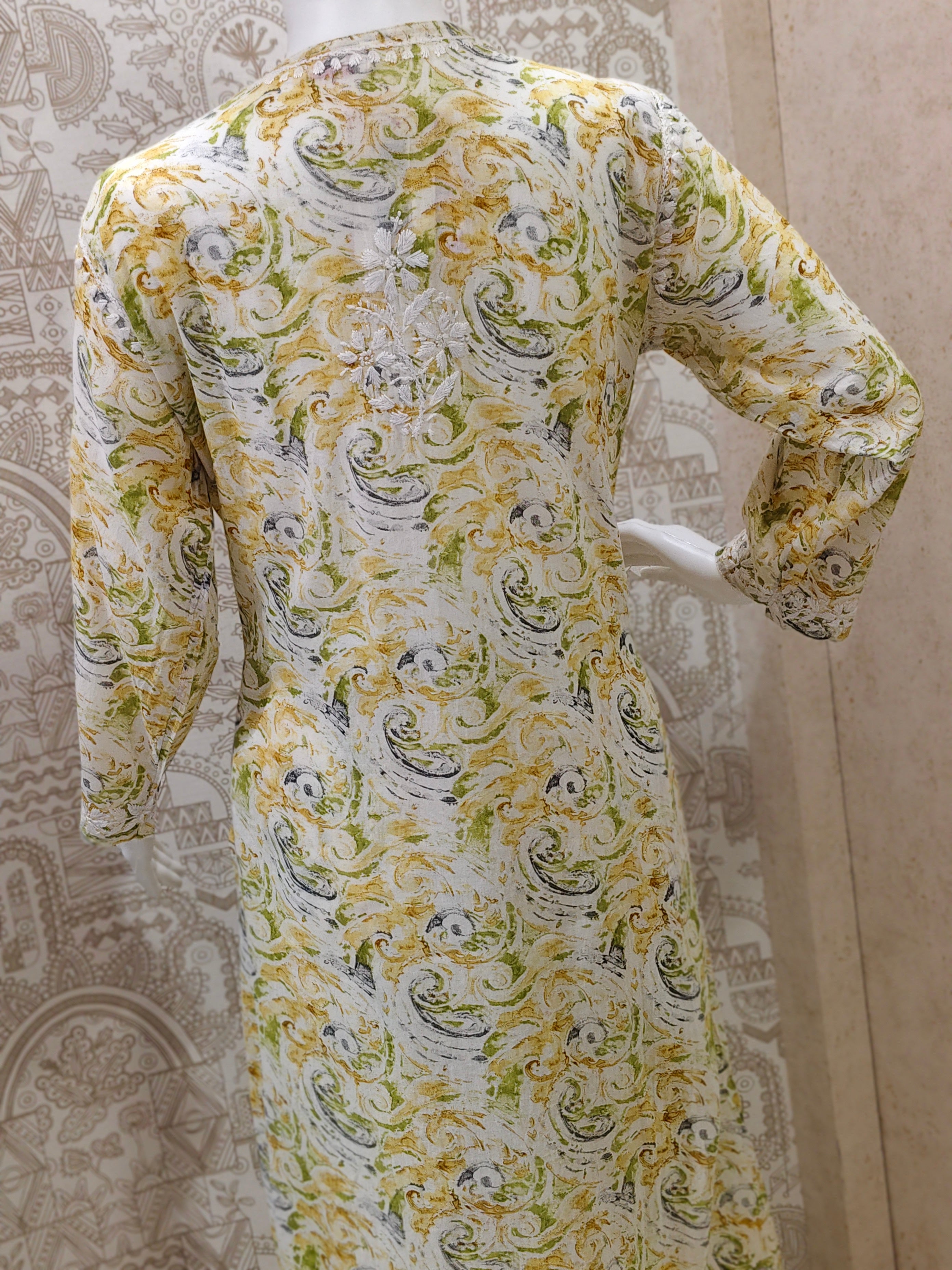 Rukhsaar Printed Mulmul Chikankari Pant  Set