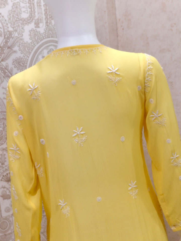 Farah  Viscose Designer Add On Cutdana And Pearl Work Chikankari Kurti