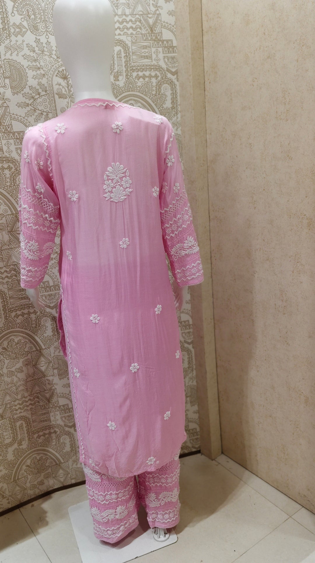 Zainab Premium Muslin 3D Chikankari  Kurti Pant Set