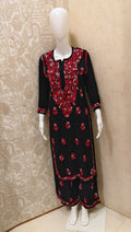 Sana Rayon Chikankari Designer Black Palazzo Set