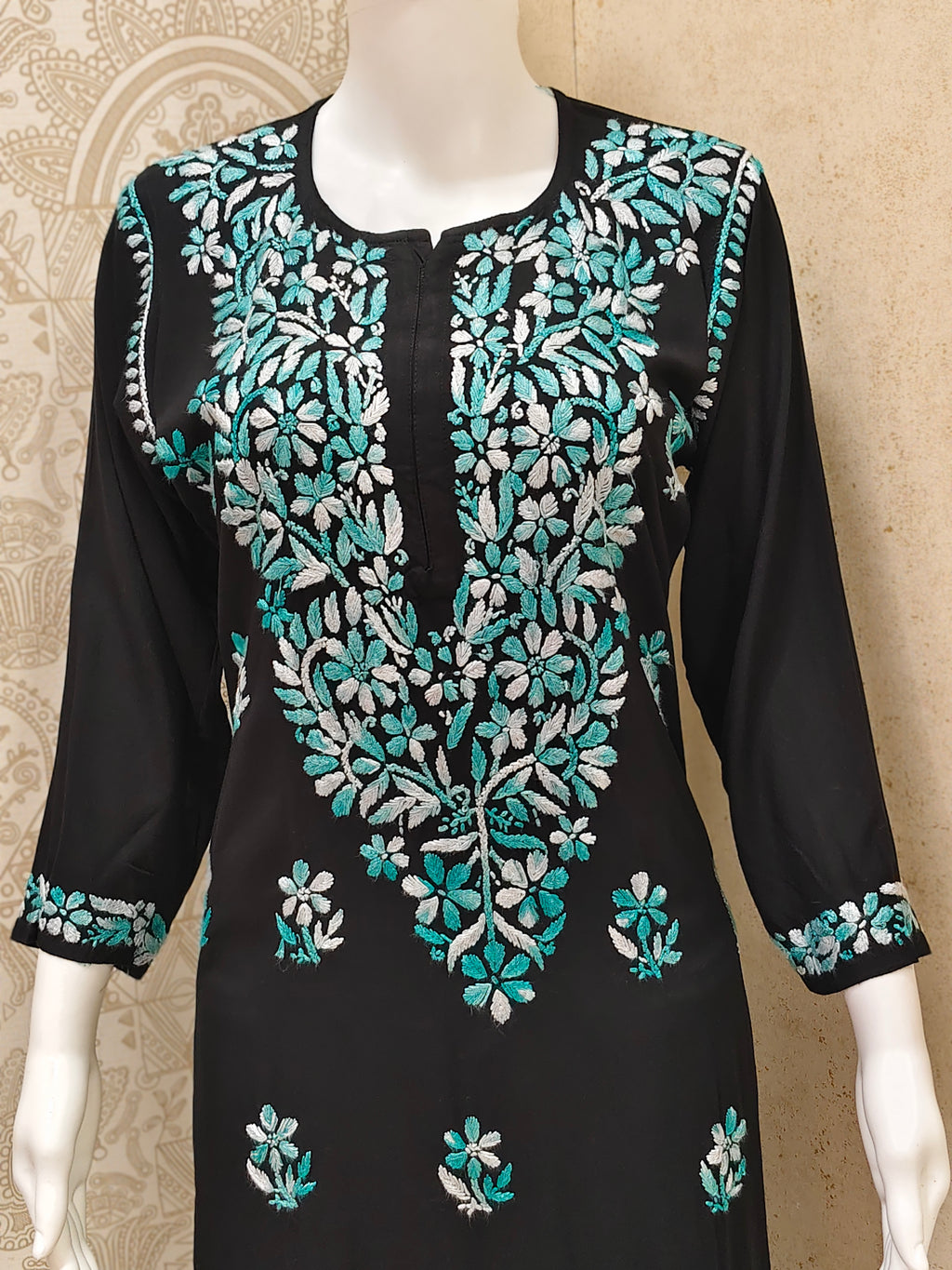 Sana Rayon Chikankari Designer Black Palazzo Set