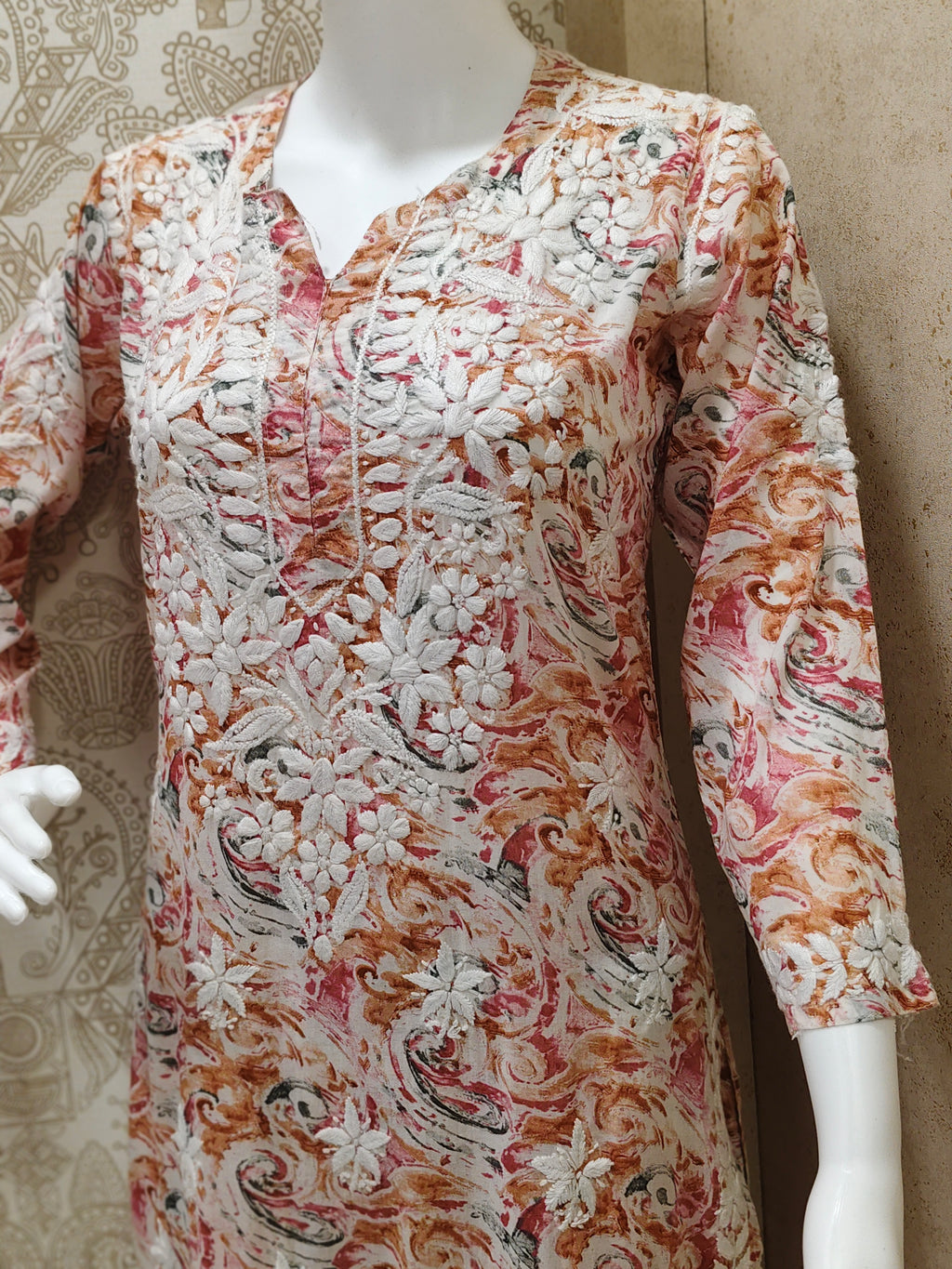 Rukhsaar Printed Mulmul Chikankari Pant  Set