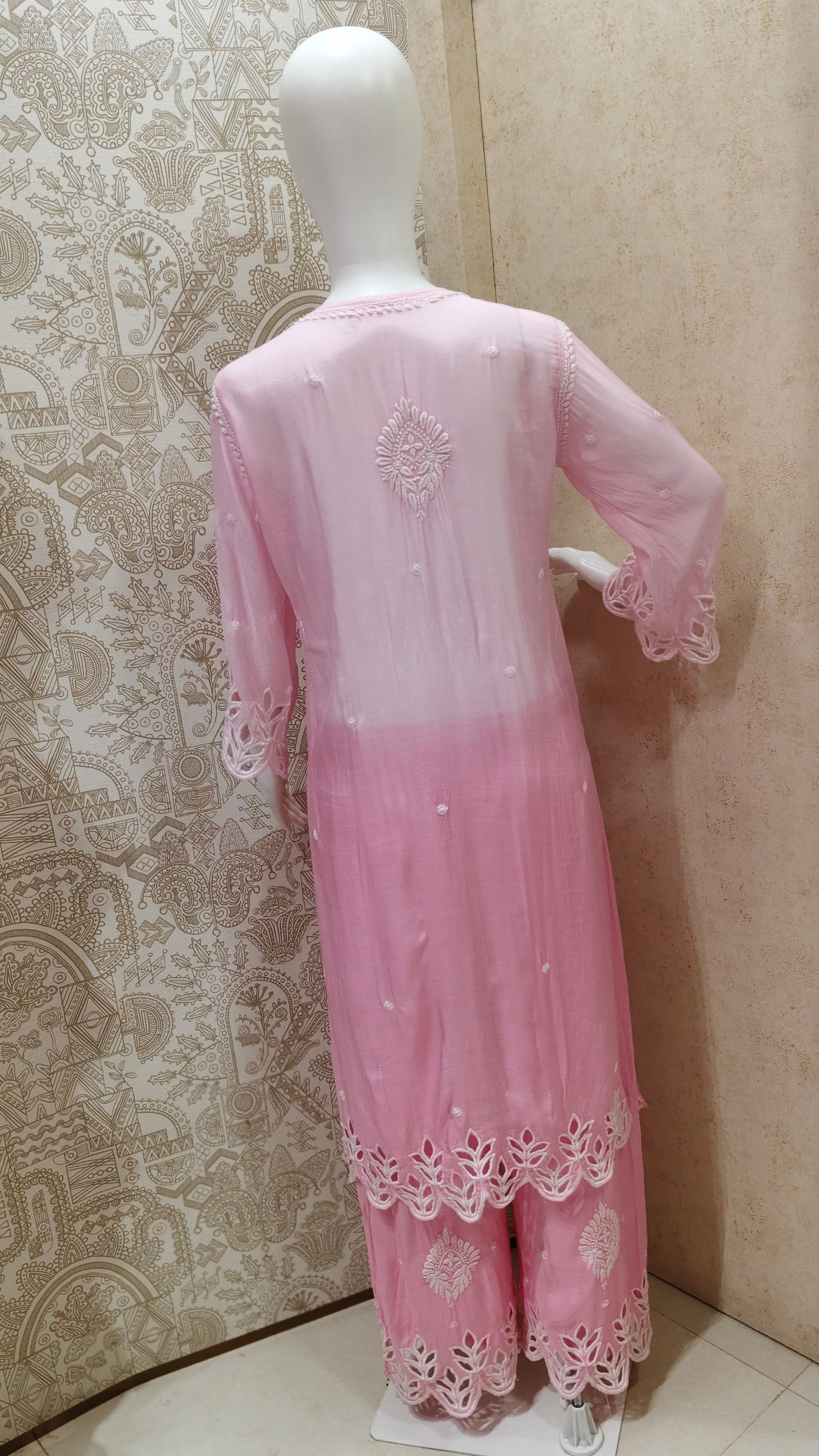 Anaya  Premium Muslin 3D Chikankari Ombre  Cutwork Kurti Palazzo Set