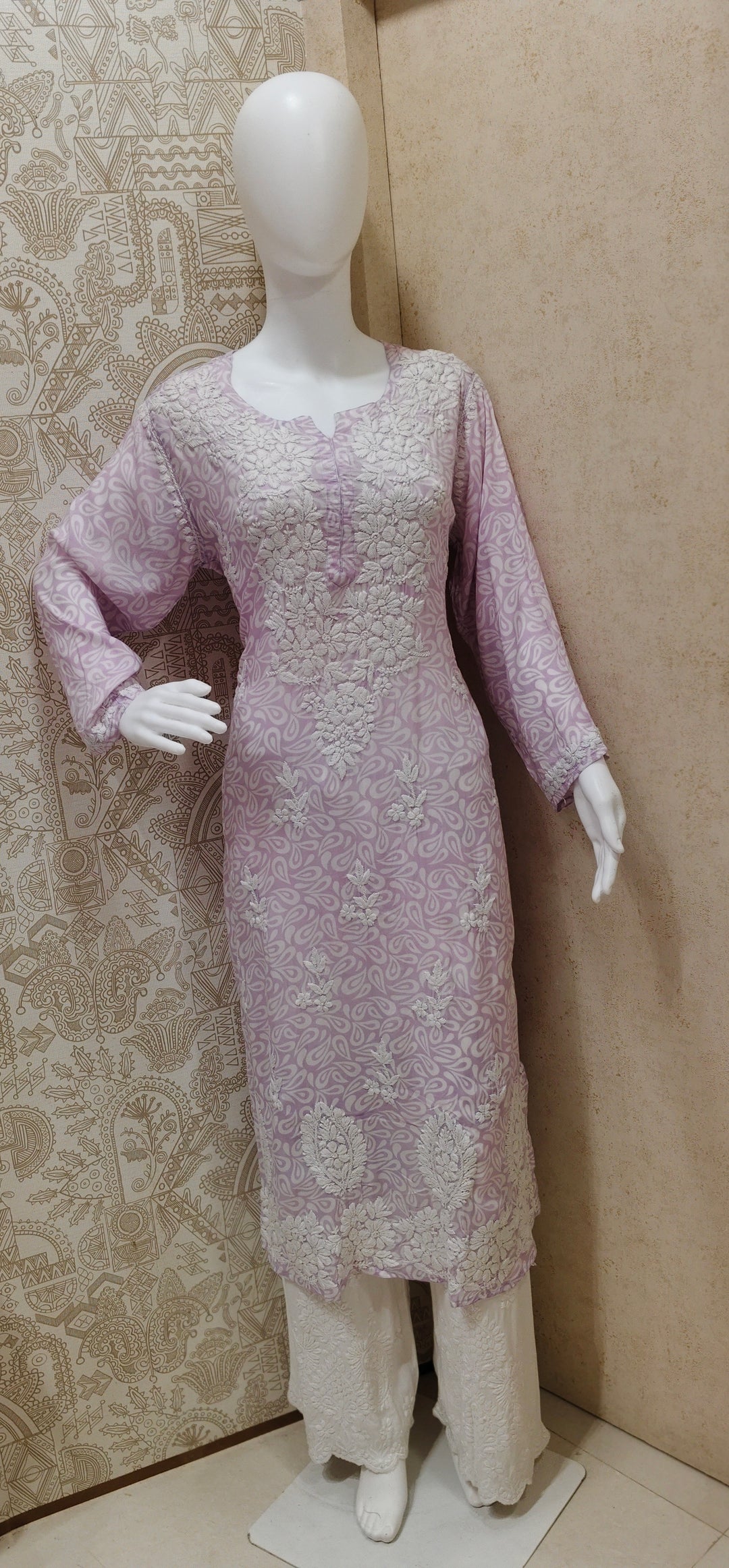Sofia Modal Printed 3D  Chikankari  Long Kurti