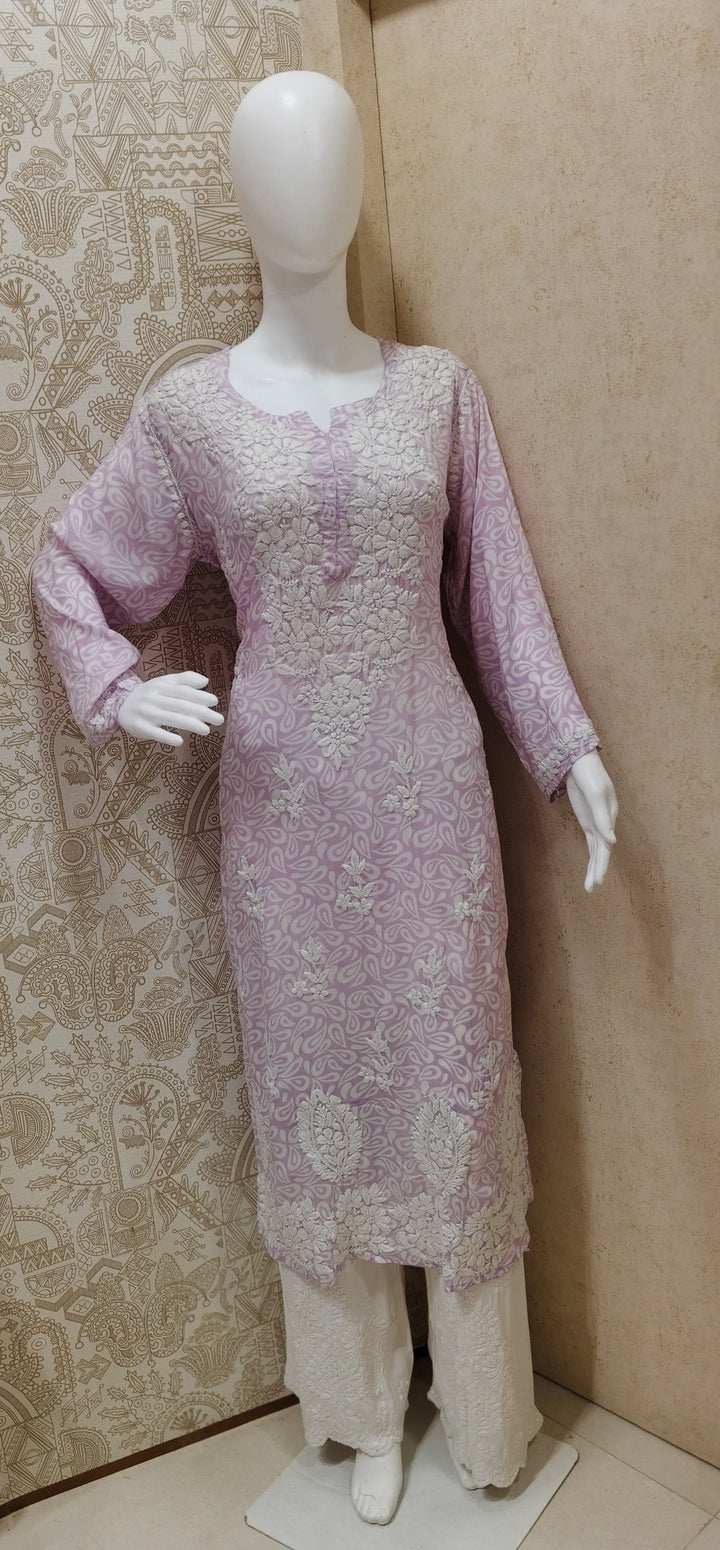 Sofia Modal Printed 3D  Chikankari  Long Kurti