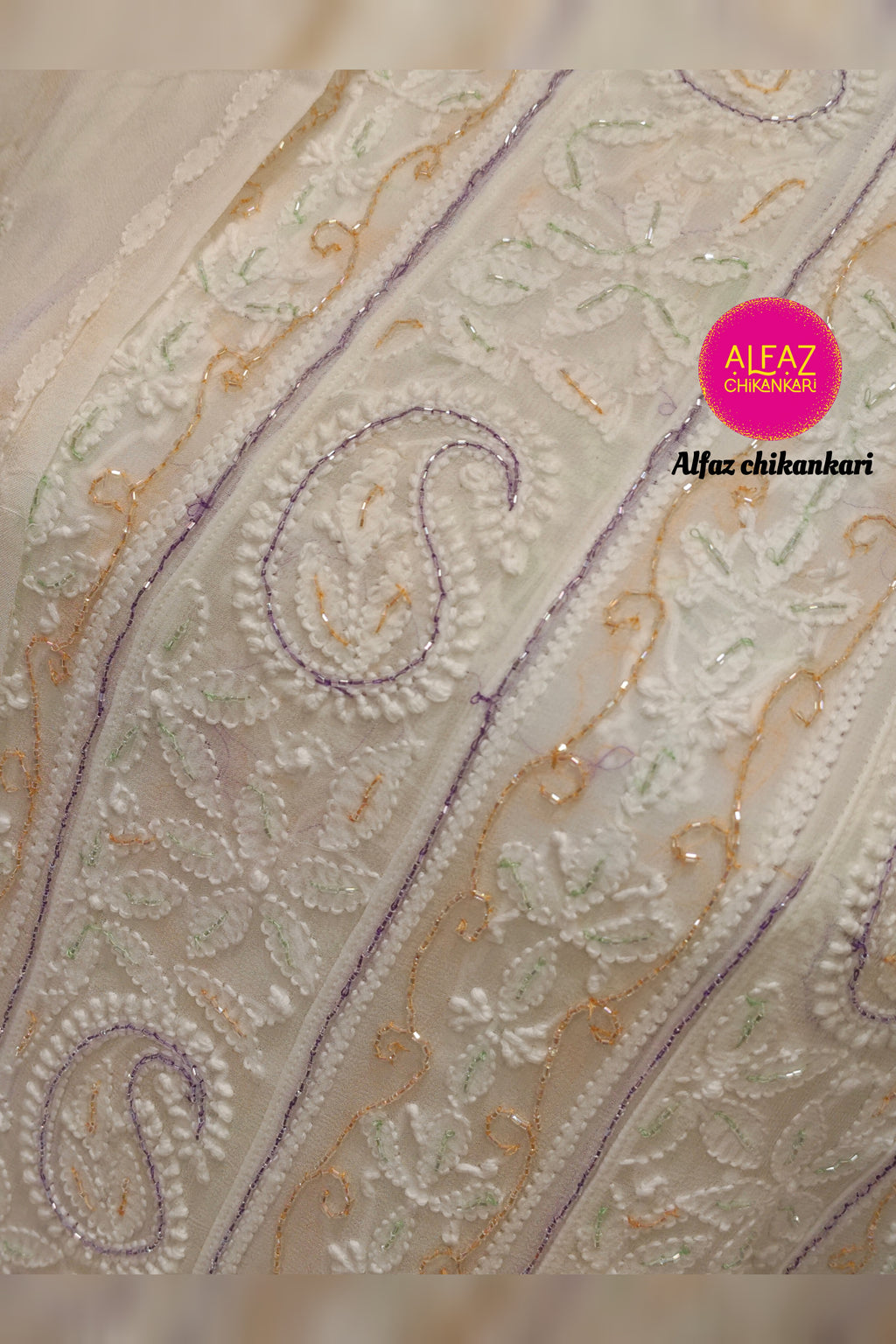 Shifa Premium Semi-Stitched Viscose Jaal Work  Chikanakri Designer Anarkali With Add On Cutdana