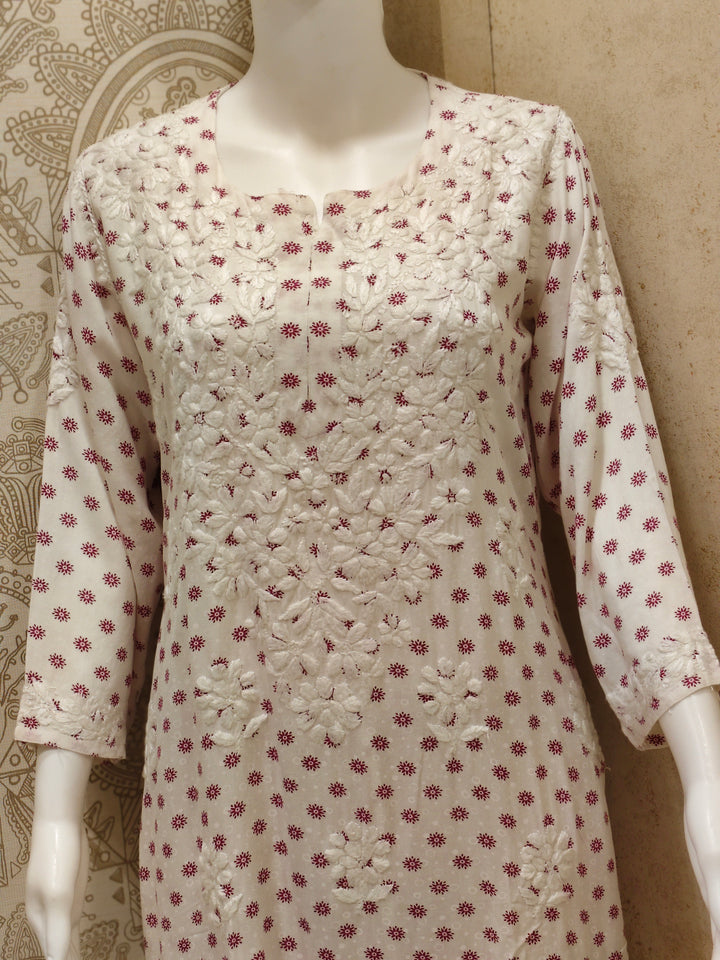 Sidra Rayon Printed Chikankari  Pant Set