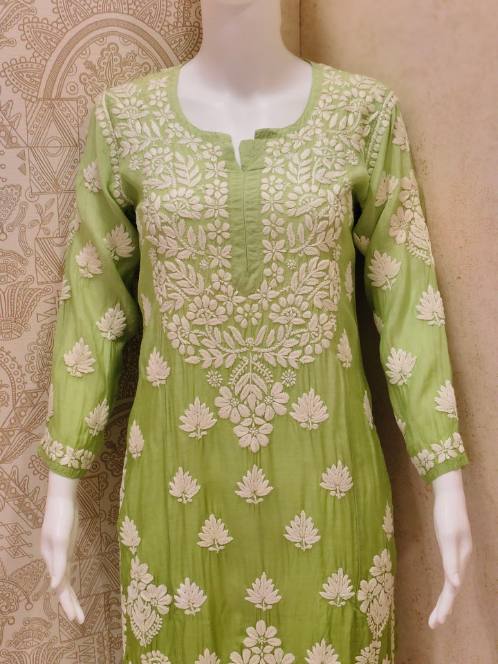 Basma Muslin Ombre Chikankari  Long Kurti