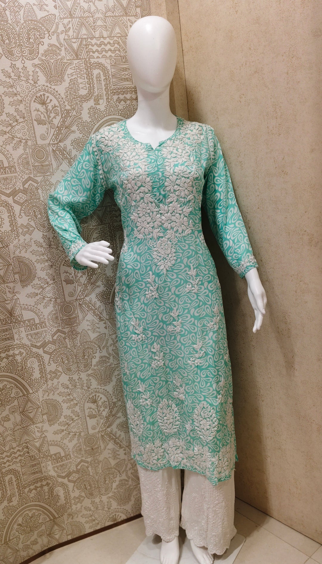 Sofia Modal Printed 3D  Chikankari  Long Kurti