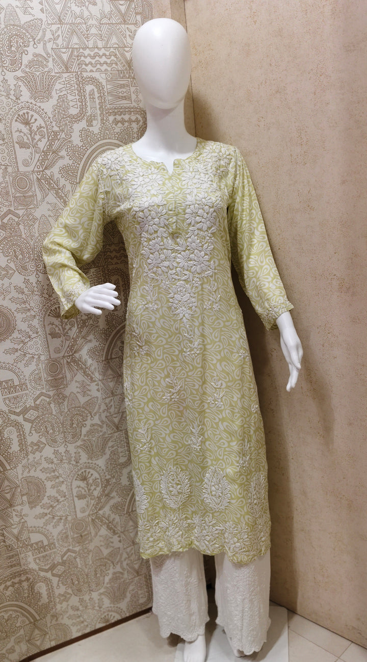 Sofia Modal Printed 3D  Chikankari  Long Kurti