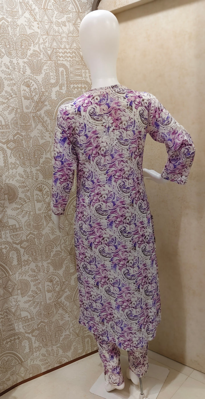 Rukhsaar Printed Mulmul Chikankari Pant  Set