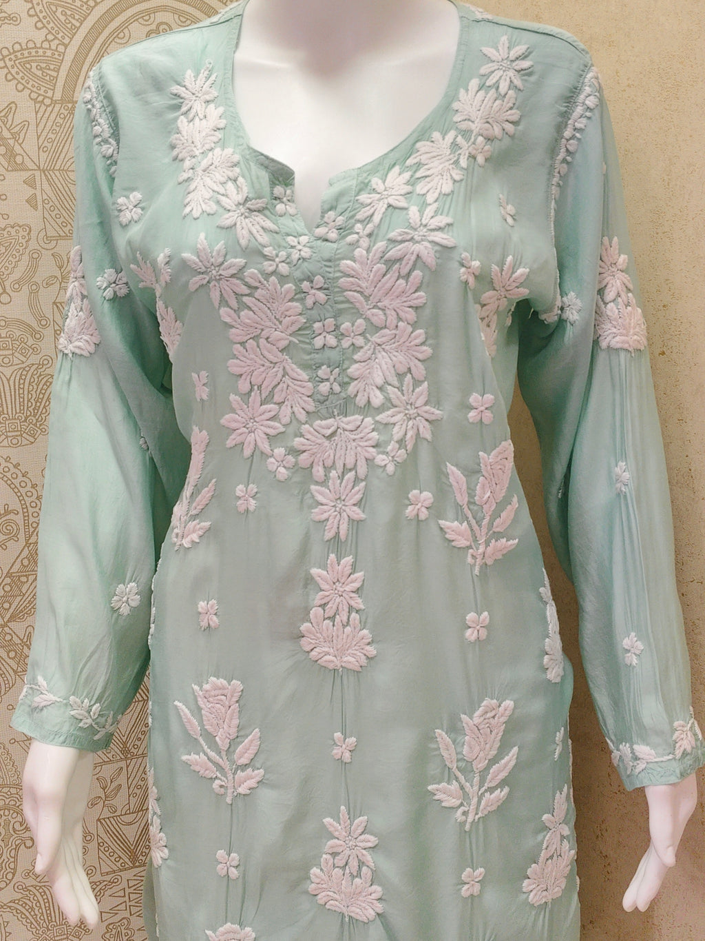 Inara Premium Muslin 7D Chikankari work long kurti