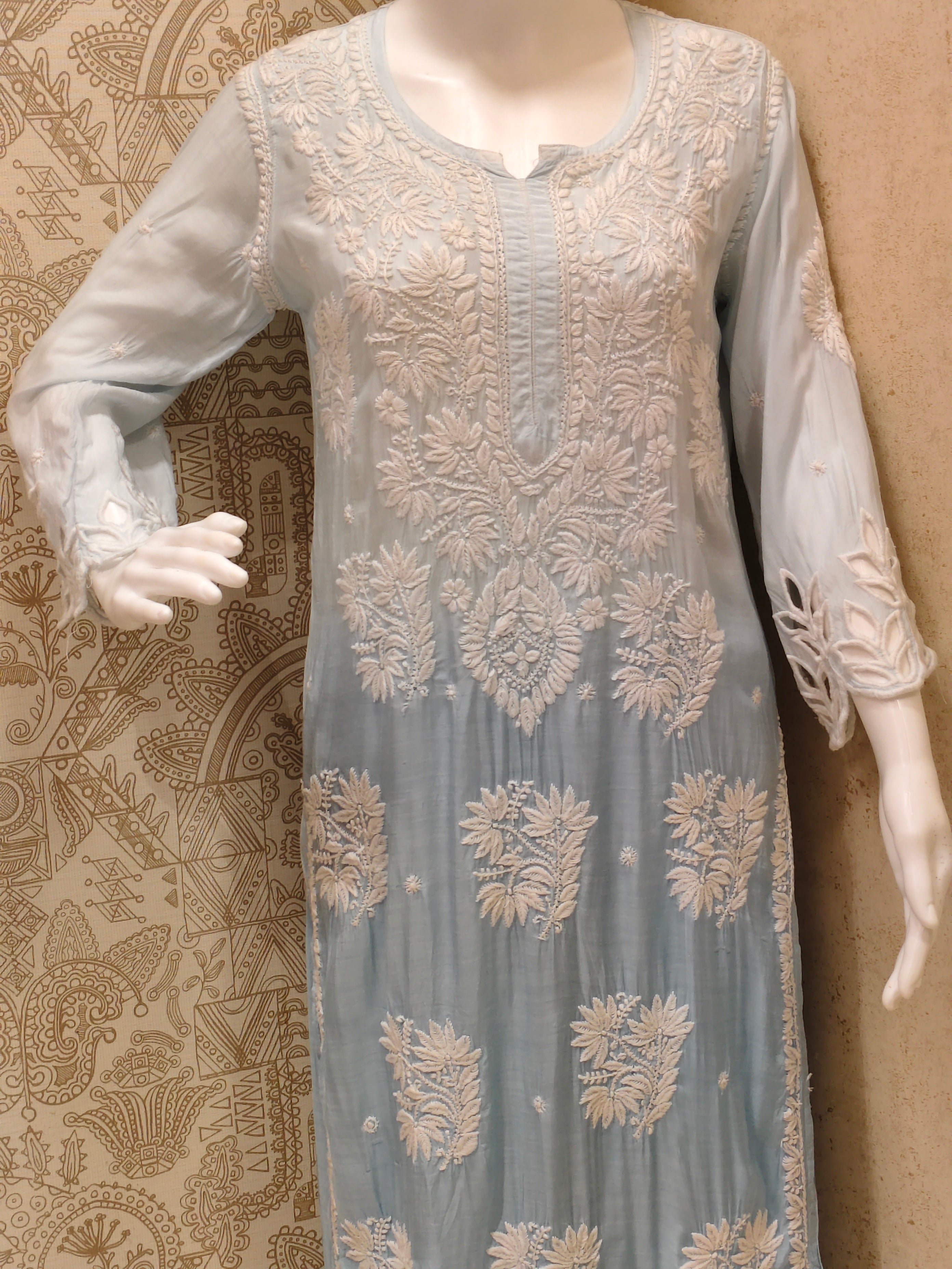 Anaya  Premium Muslin 3D Chikankari Ombre  Cutwork Kurti Palazzo Set
