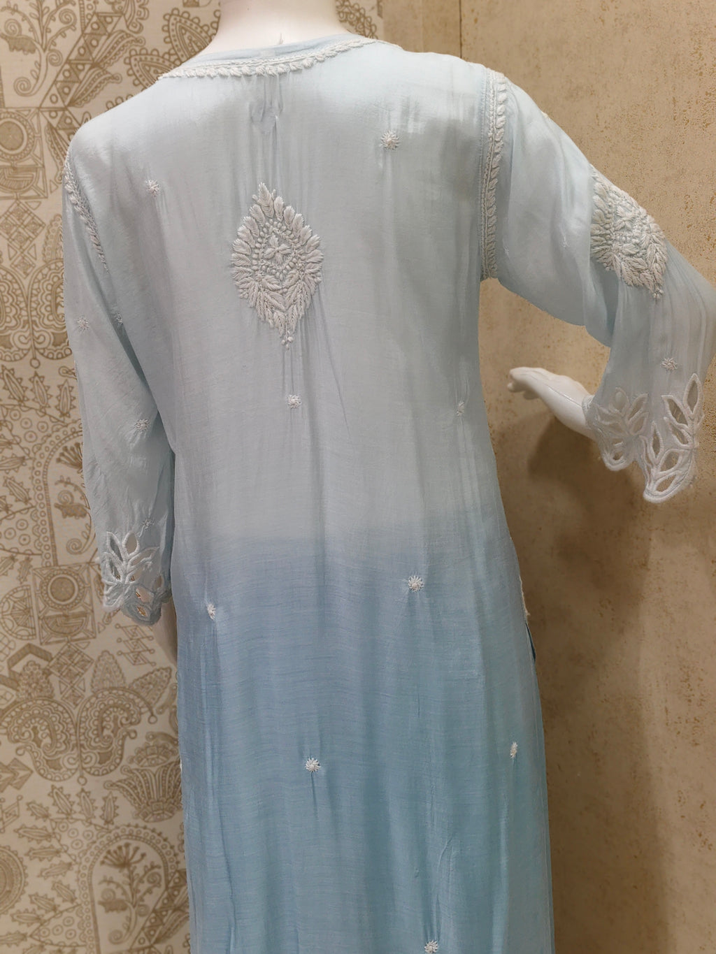 Anaya  Premium Muslin 3D Chikankari Ombre  Cutwork Kurti Palazzo Set