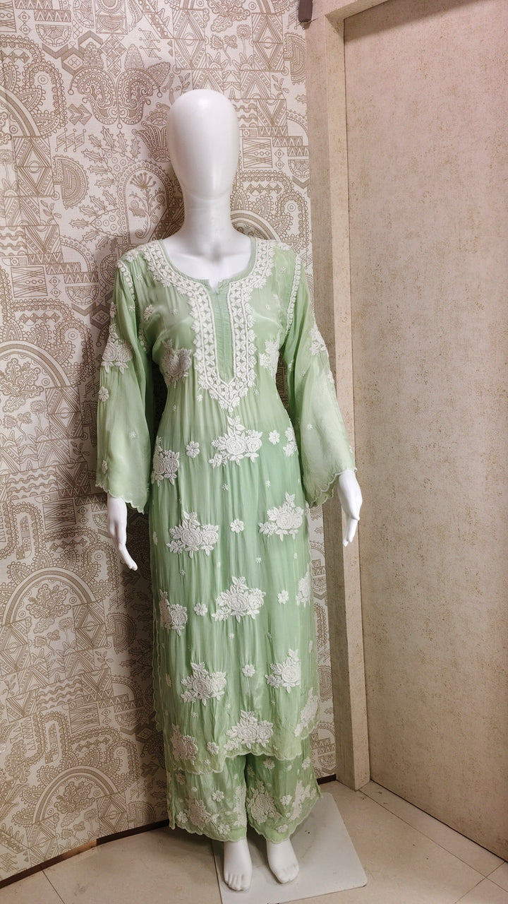Noya Crepe silk Cutwork palazzo set