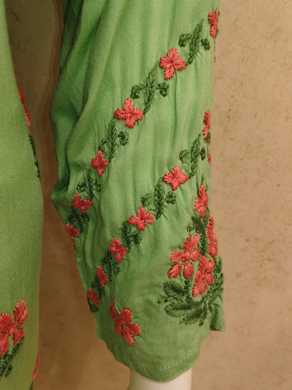 Kyra Rayon Chikankari Green - Pink  Long Kurti