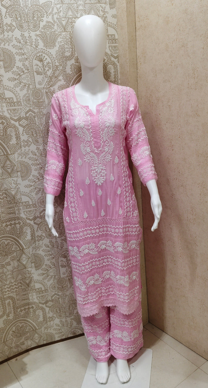Zainab Premium Muslin 3D Chikankari  Kurti Pant Set