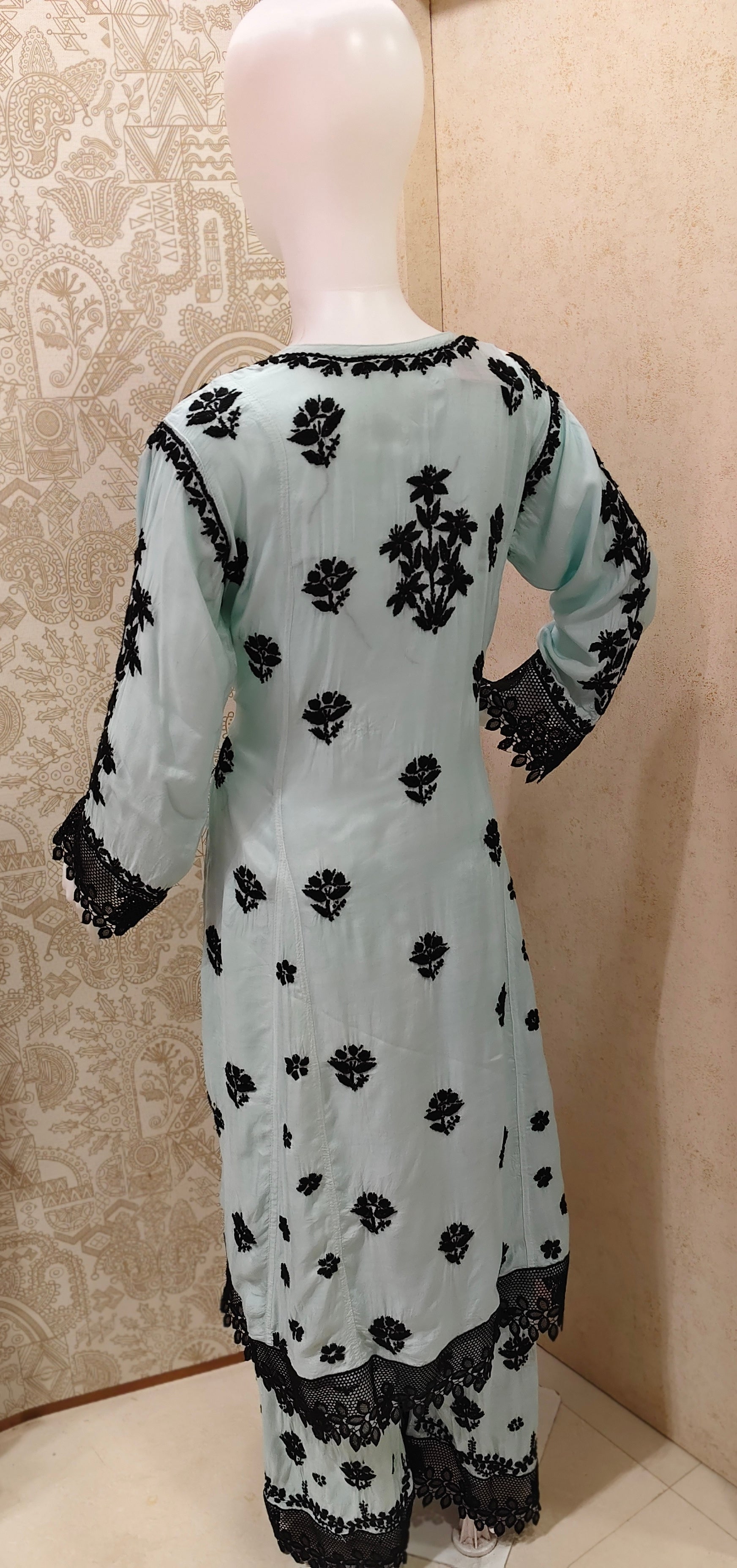 Emira Premium Muslin 3D Chikankari Palazzo Set