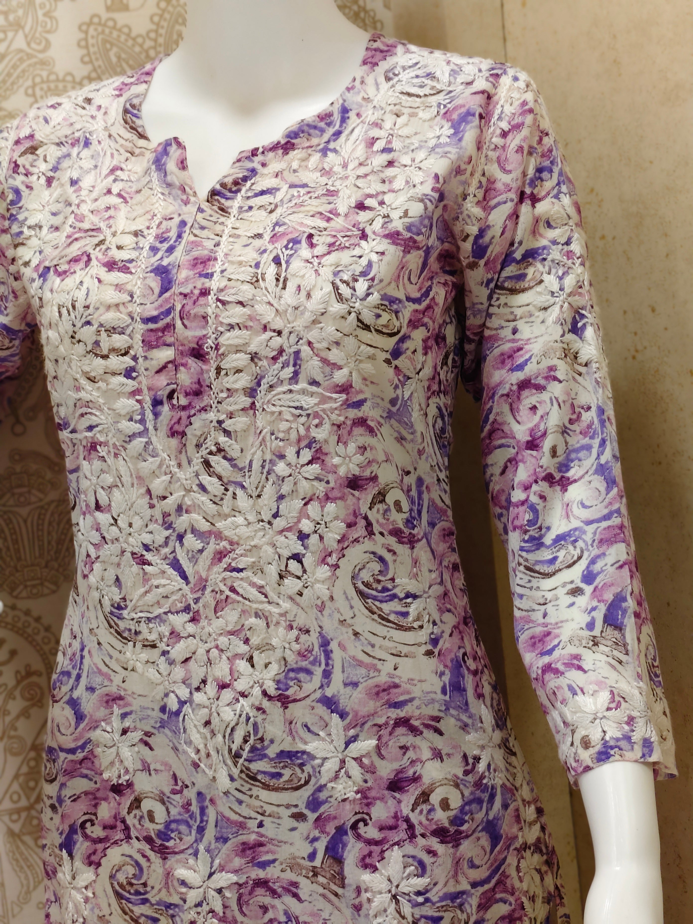 Rukhsaar Printed Mulmul Chikankari Pant  Set