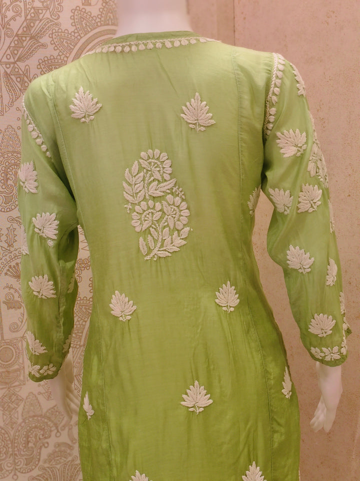 Basma Muslin Ombre Chikankari  Long Kurti