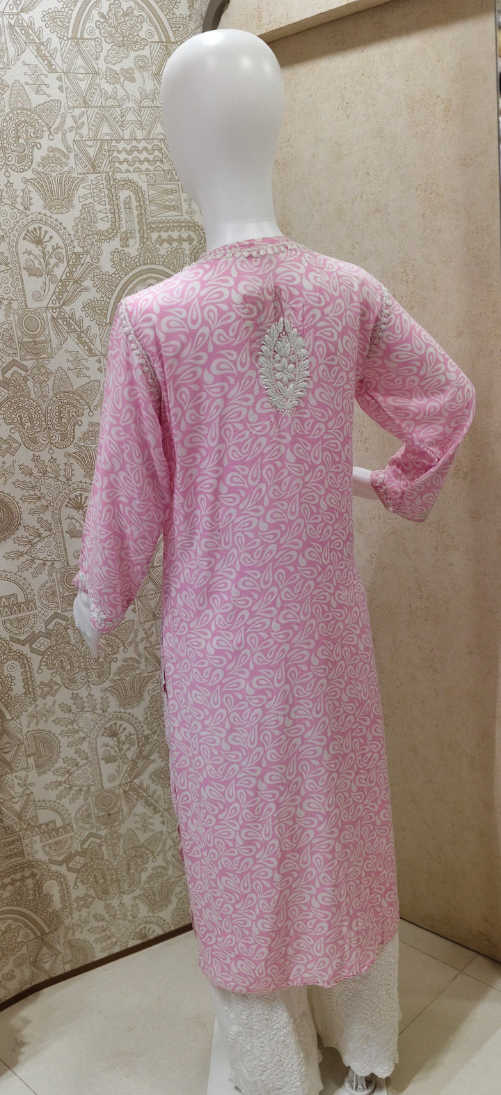 Sofia Modal Printed 3D  Chikankari  Long Kurti