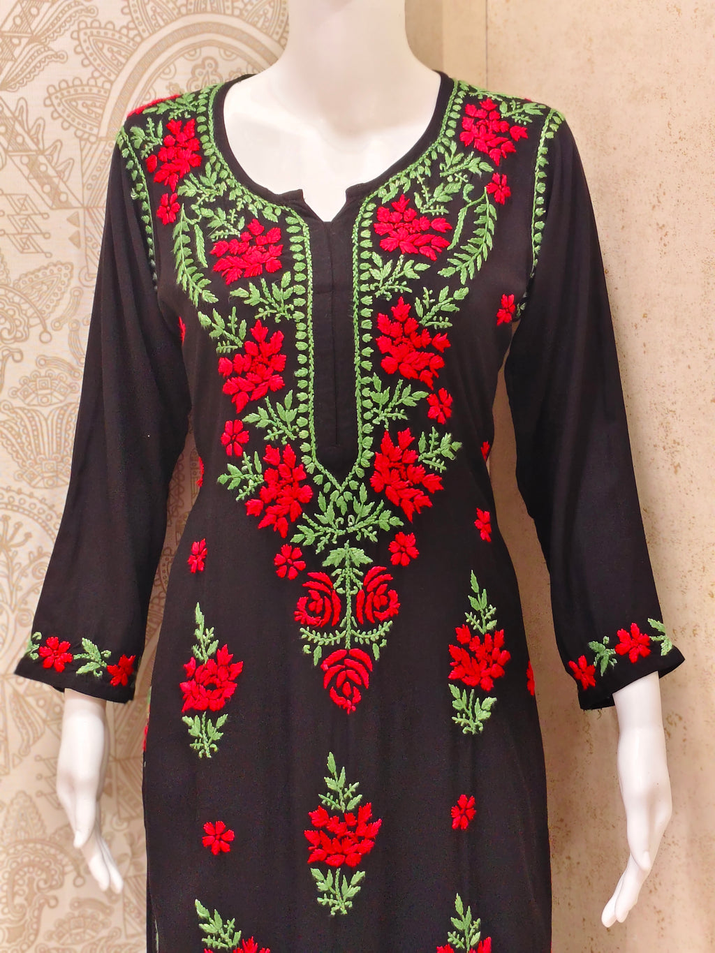 Ruba Rayon Chikankari Designer Black Palazzo Set