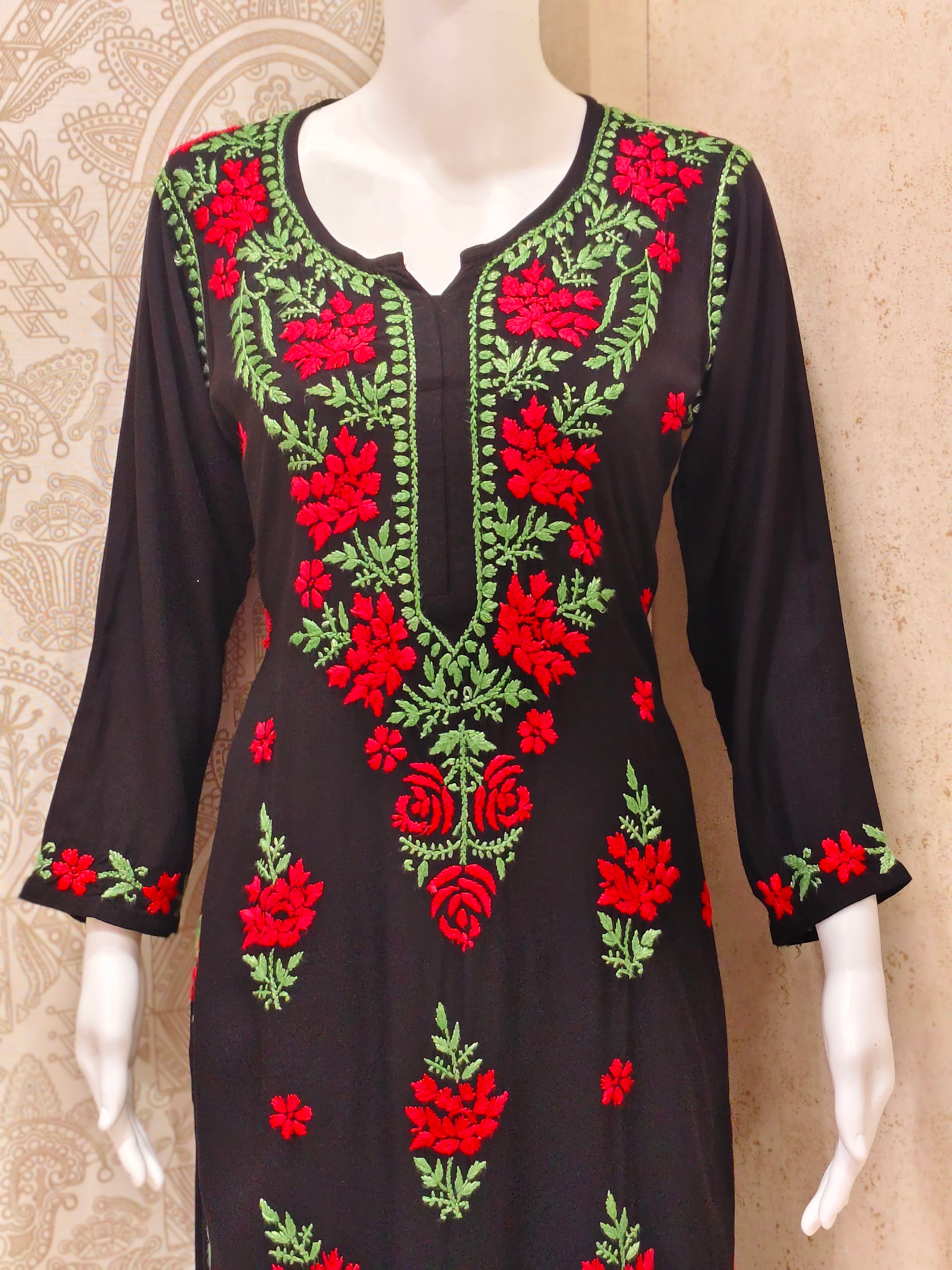 Ruba Rayon Chikankari Designer Black Palazzo Set