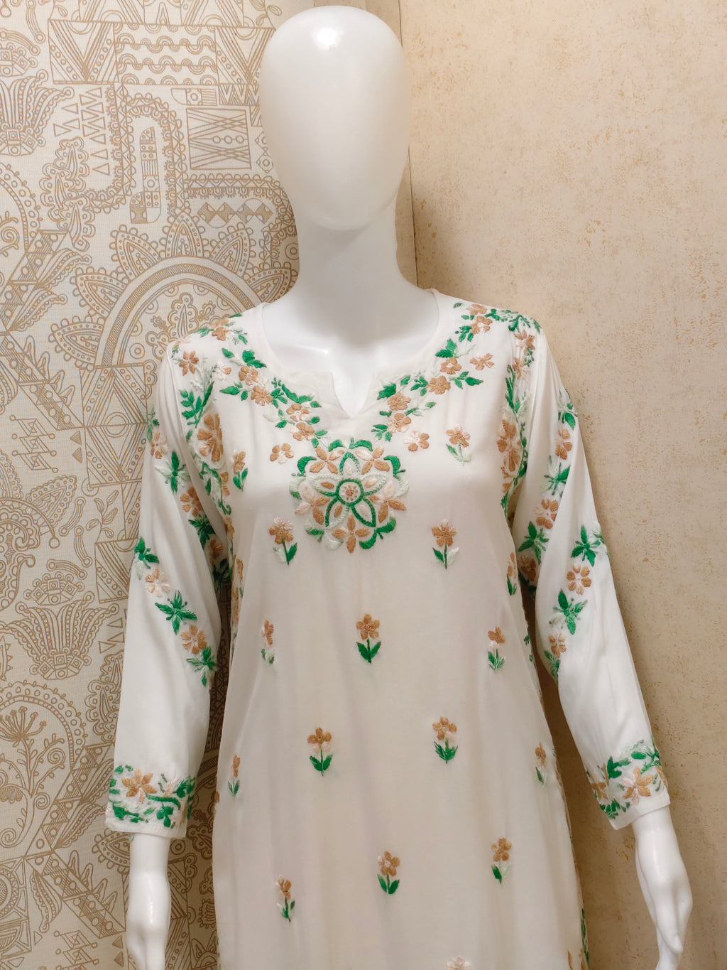 Rida  Rayon Chikankari Designer White- Multi  Palazzo Set