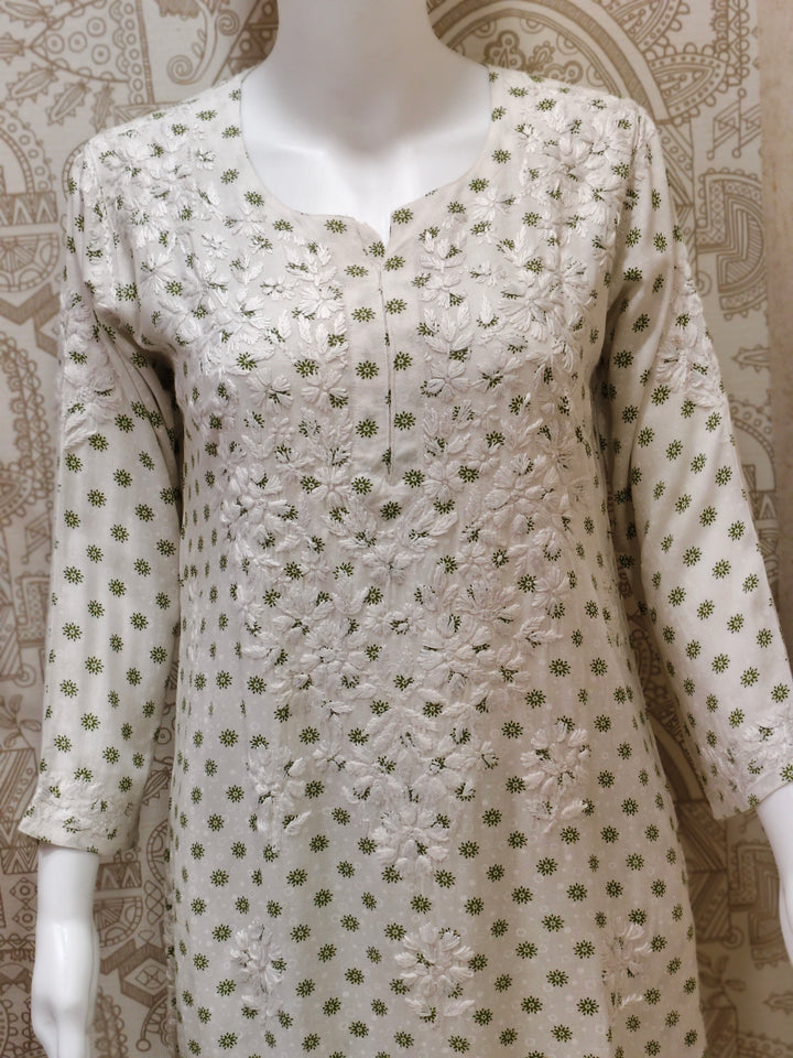 Sidra Rayon Printed Chikankari  Pant Set