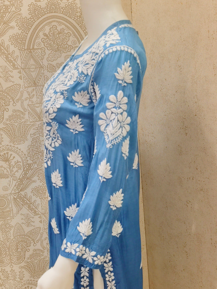 Basma Muslin Ombre Chikankari  Long Kurti