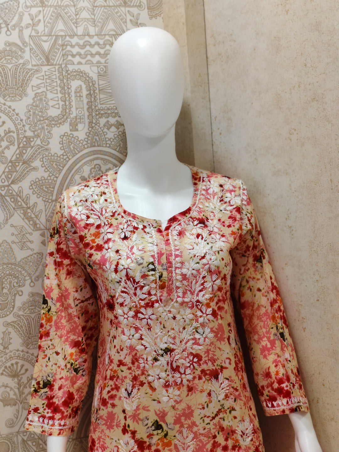 Soha Printed Mul  Cotton Chikankari Short Kurti