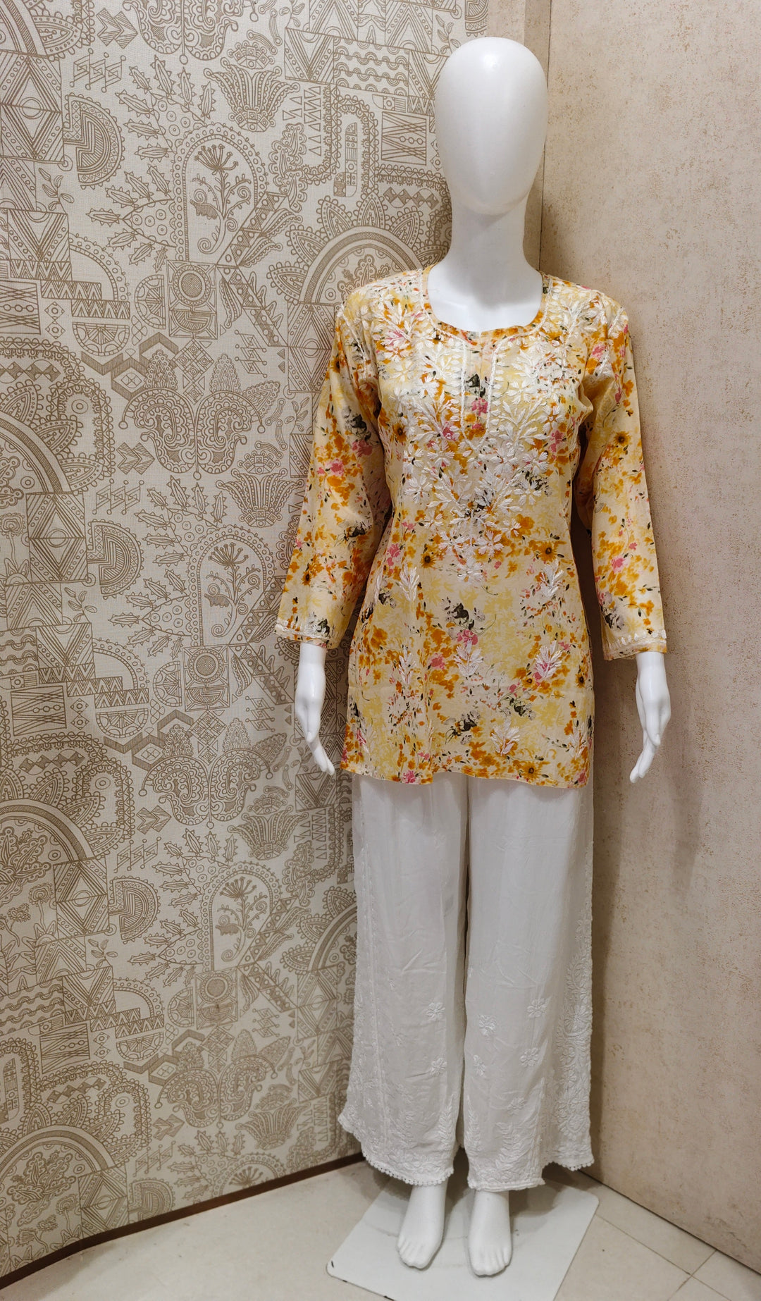 Soha Printed Mul  Cotton Chikankari Short Kurti