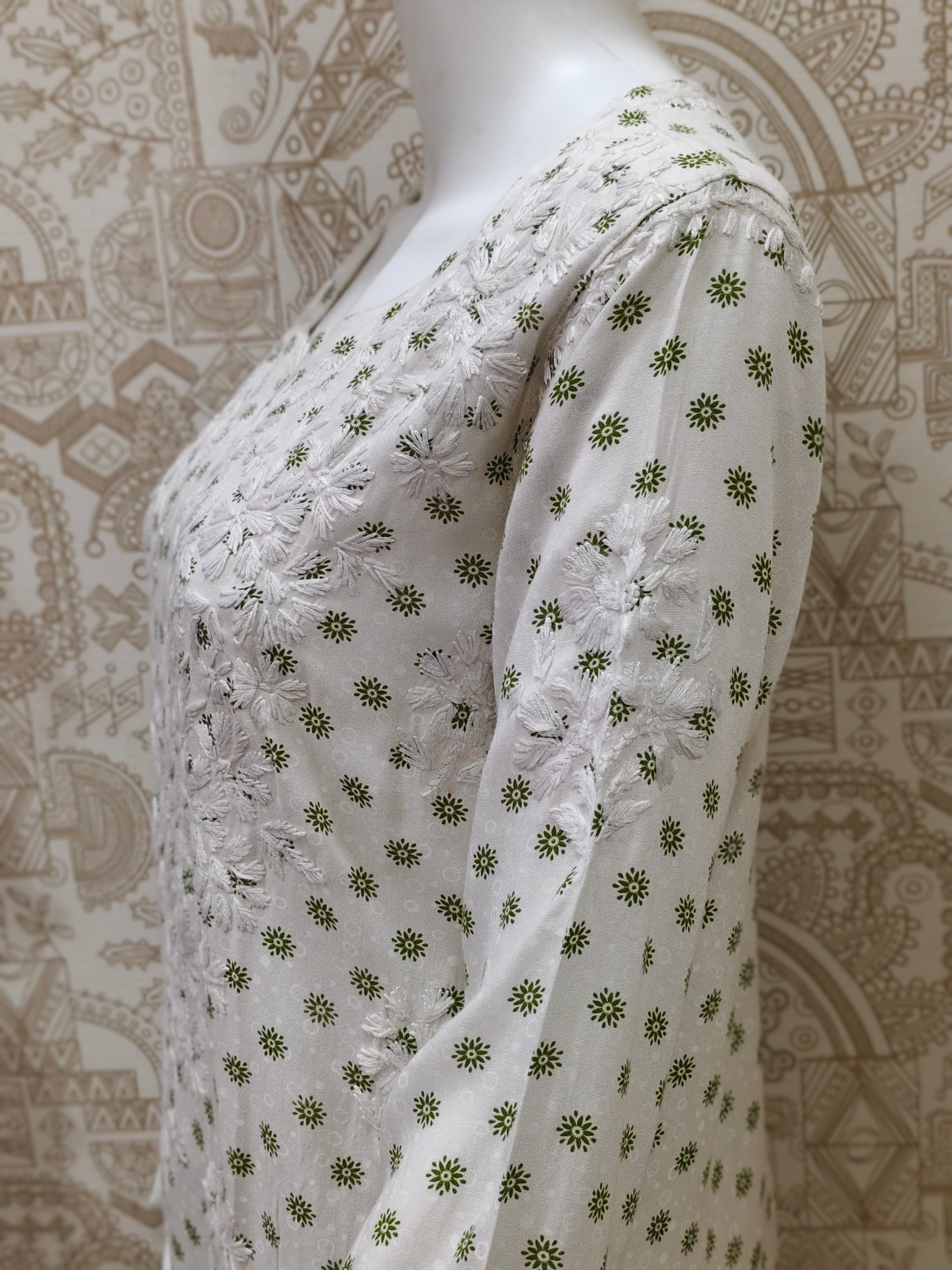 Sidra Rayon Printed Chikankari  Pant Set
