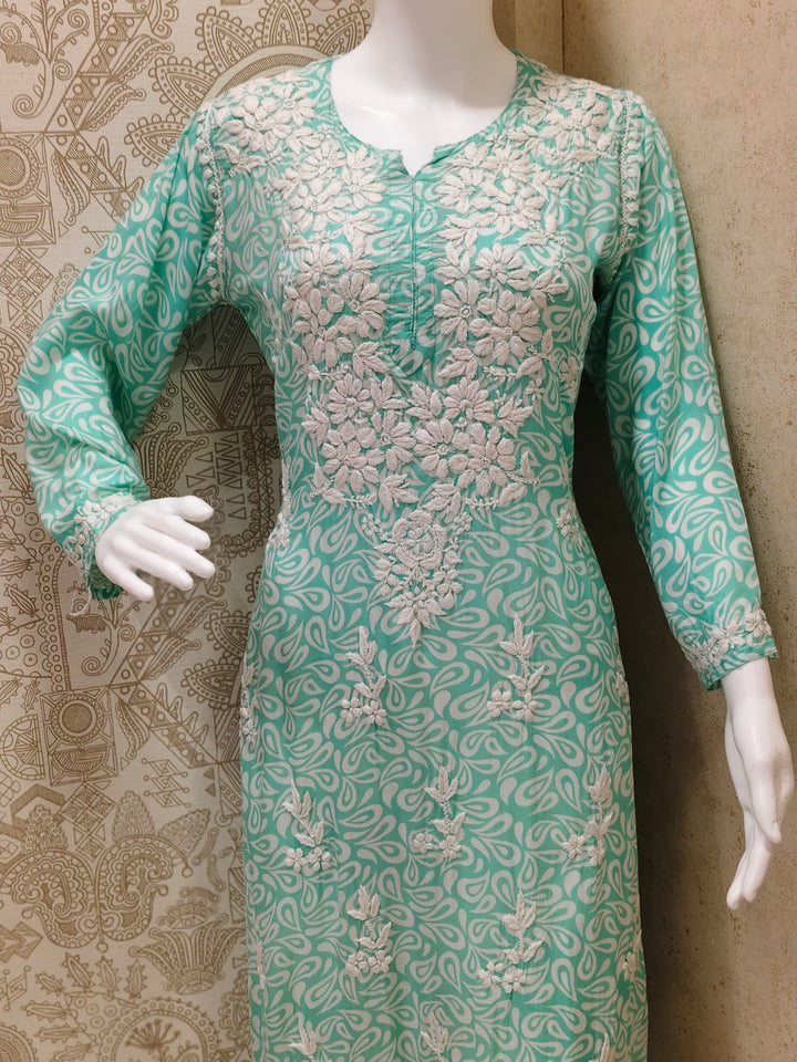 Sofia Modal Printed 3D  Chikankari  Long Kurti