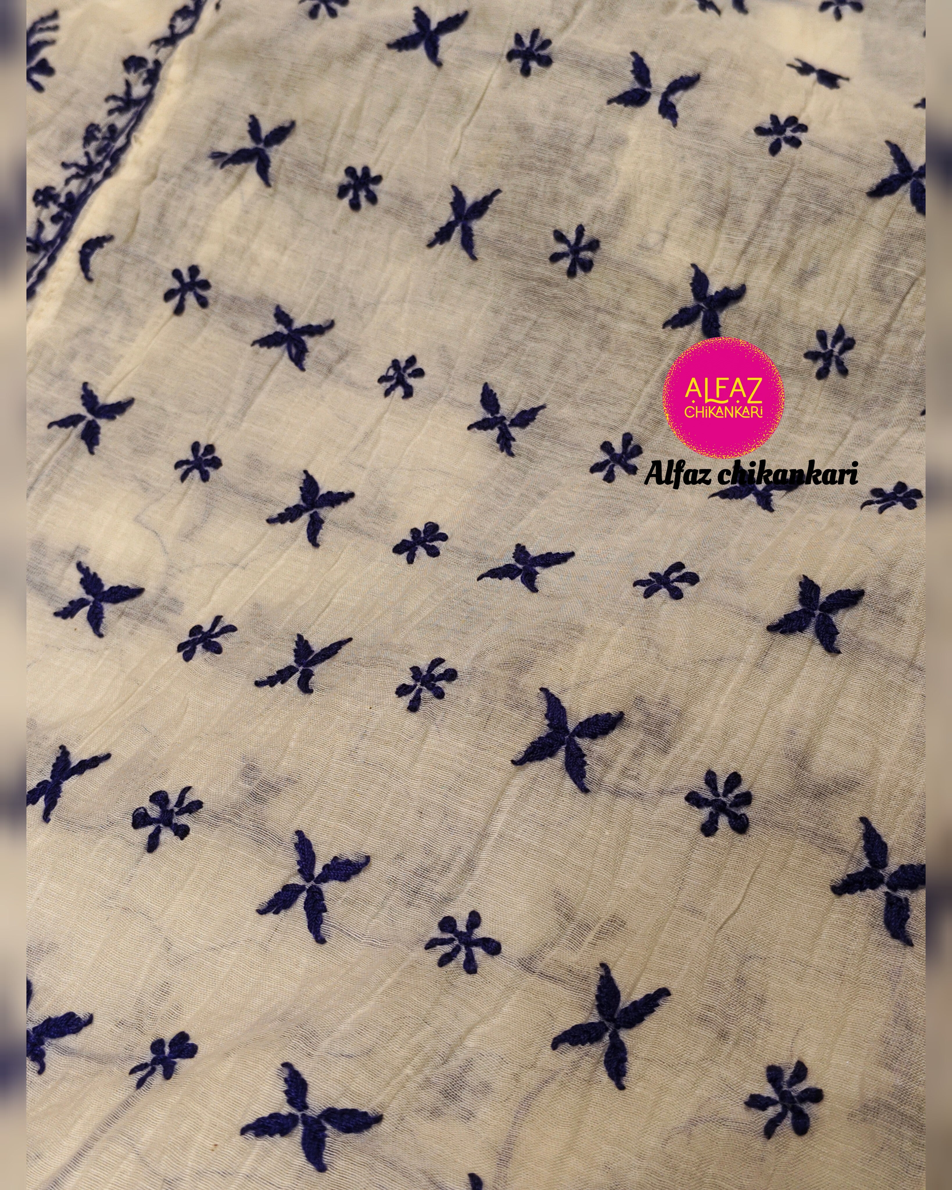 Alica  Mul Chanderi Semi-Stitched A Line Kurta And Dupatta Set.