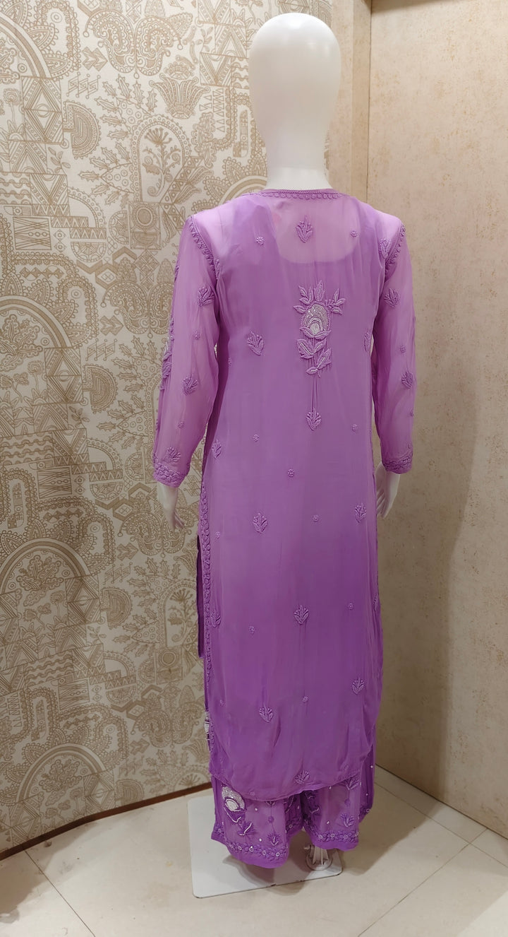 Yazrin Viscose Designer Add On Cutdana And Pearl Work Chikankari 3 Piece Set