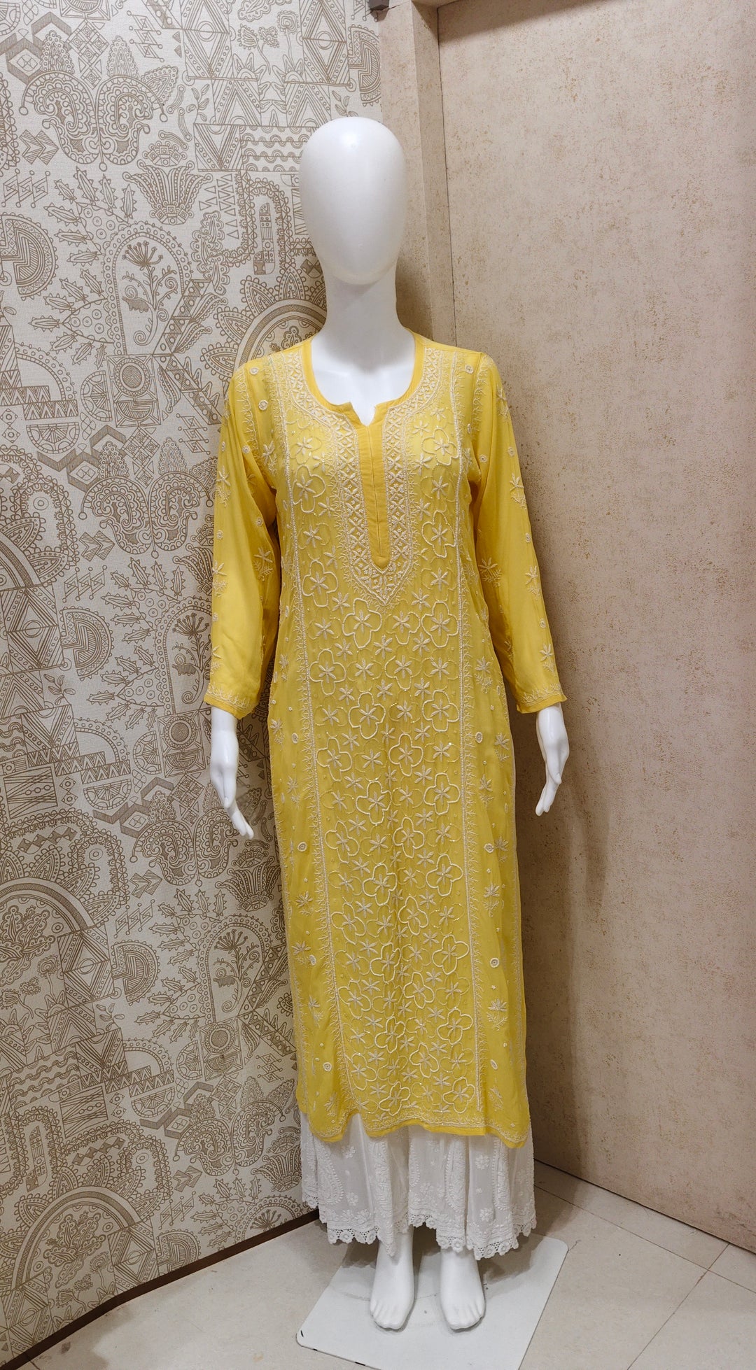 Farah  Viscose Designer Add On Cutdana And Pearl Work Chikankari Kurti