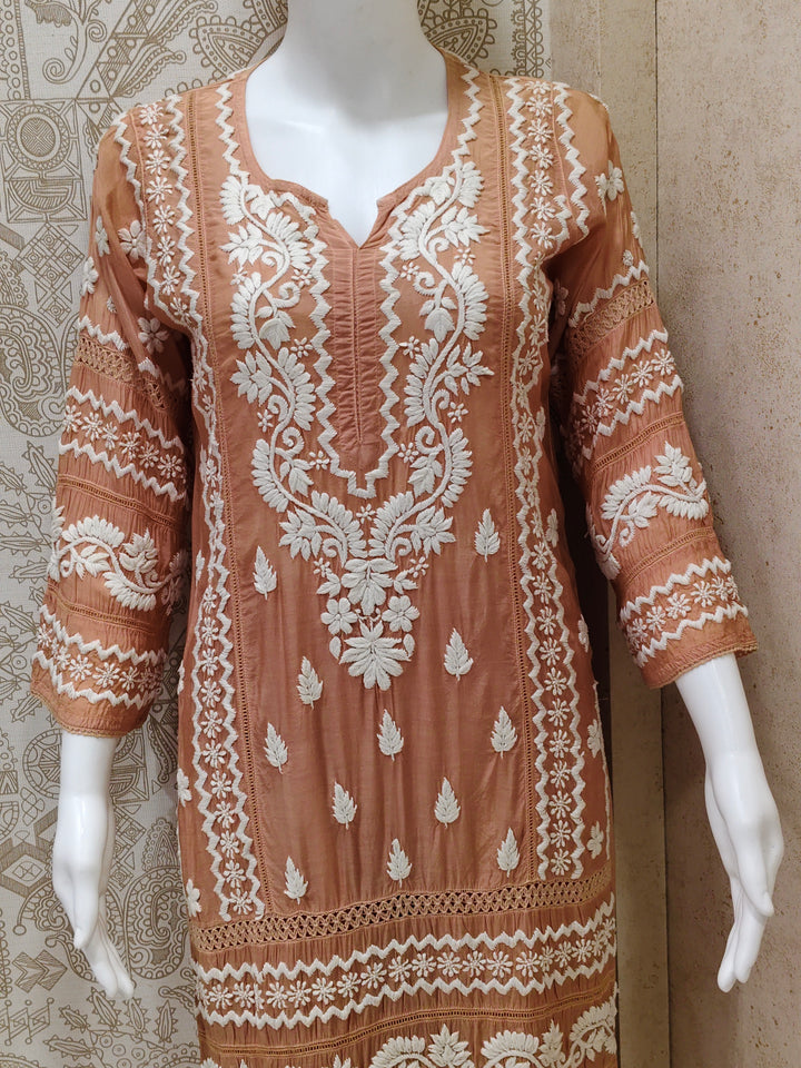 Zainab Premium Muslin 3D Chikankari  Kurti Pant Set