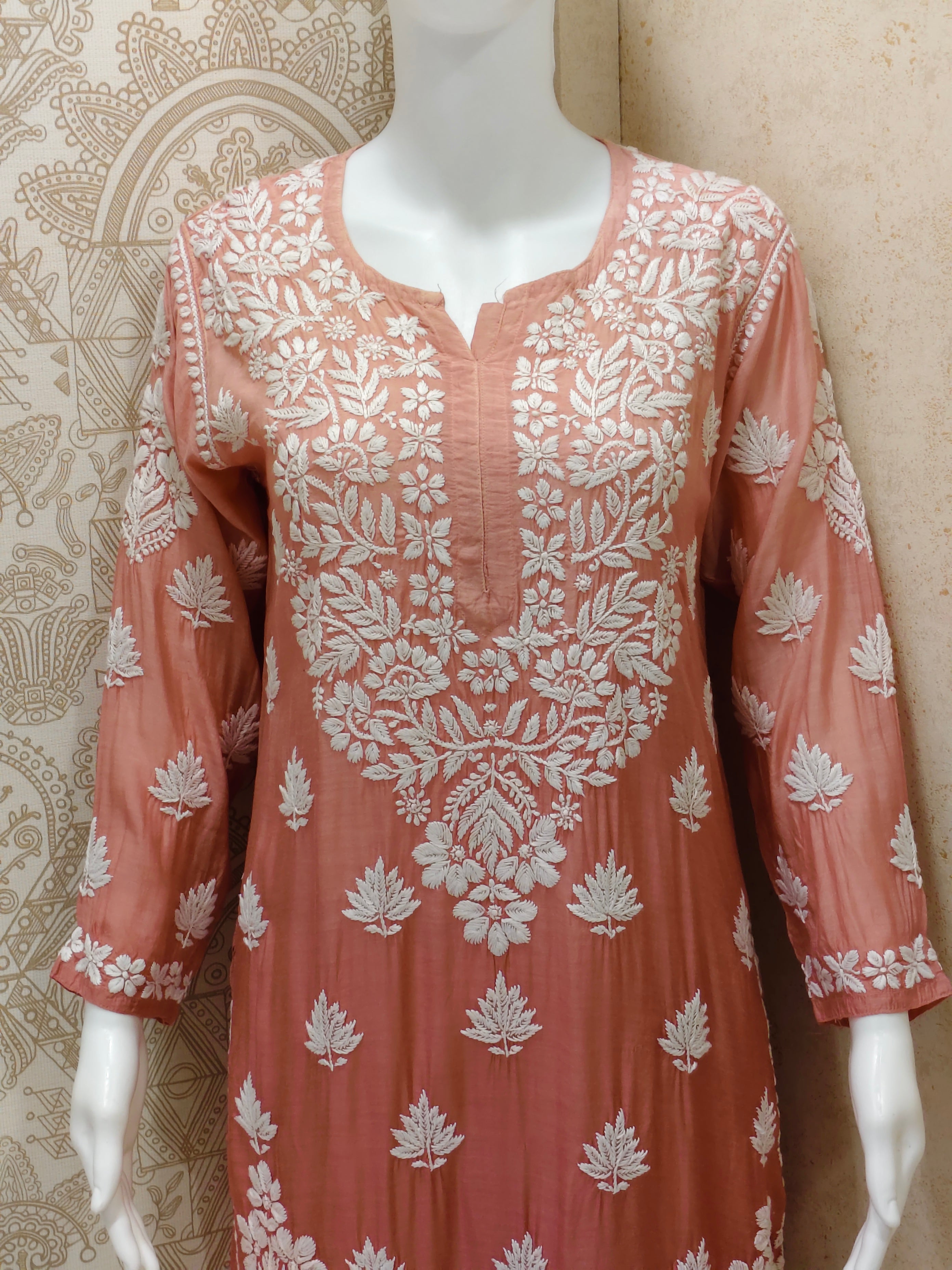 Basma Muslin Ombre Chikankari  Long Kurti
