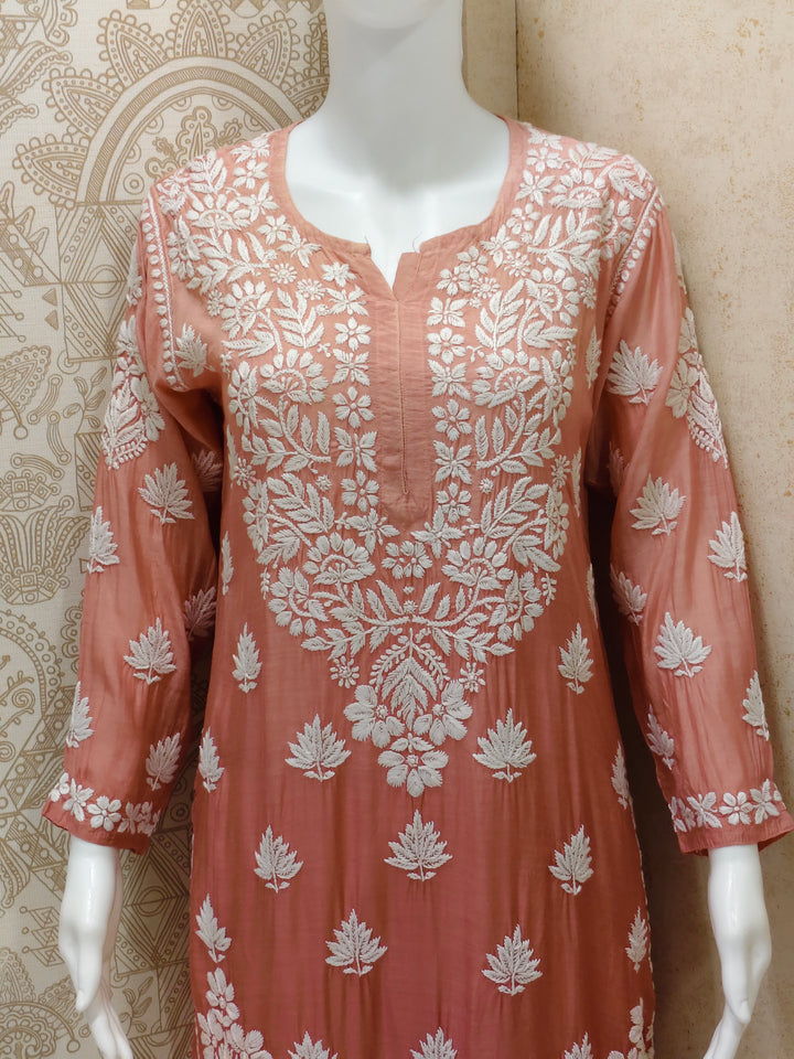 Basma Muslin Ombre Chikankari  Long Kurti