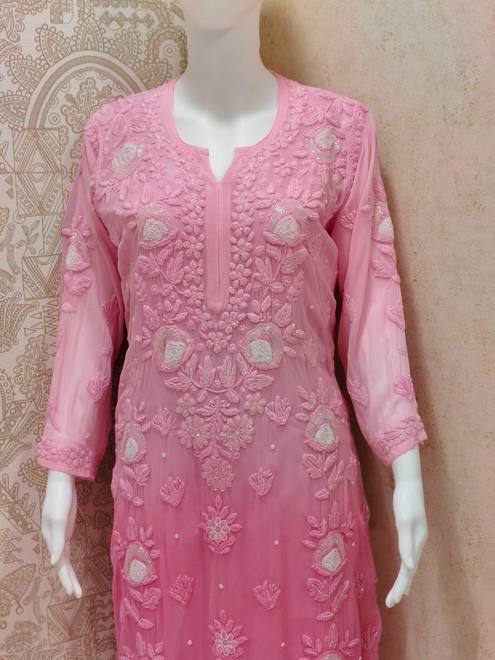 Yazrin Viscose Designer Add On Cutdana And Pearl Work Chikankari 3 Piece Set
