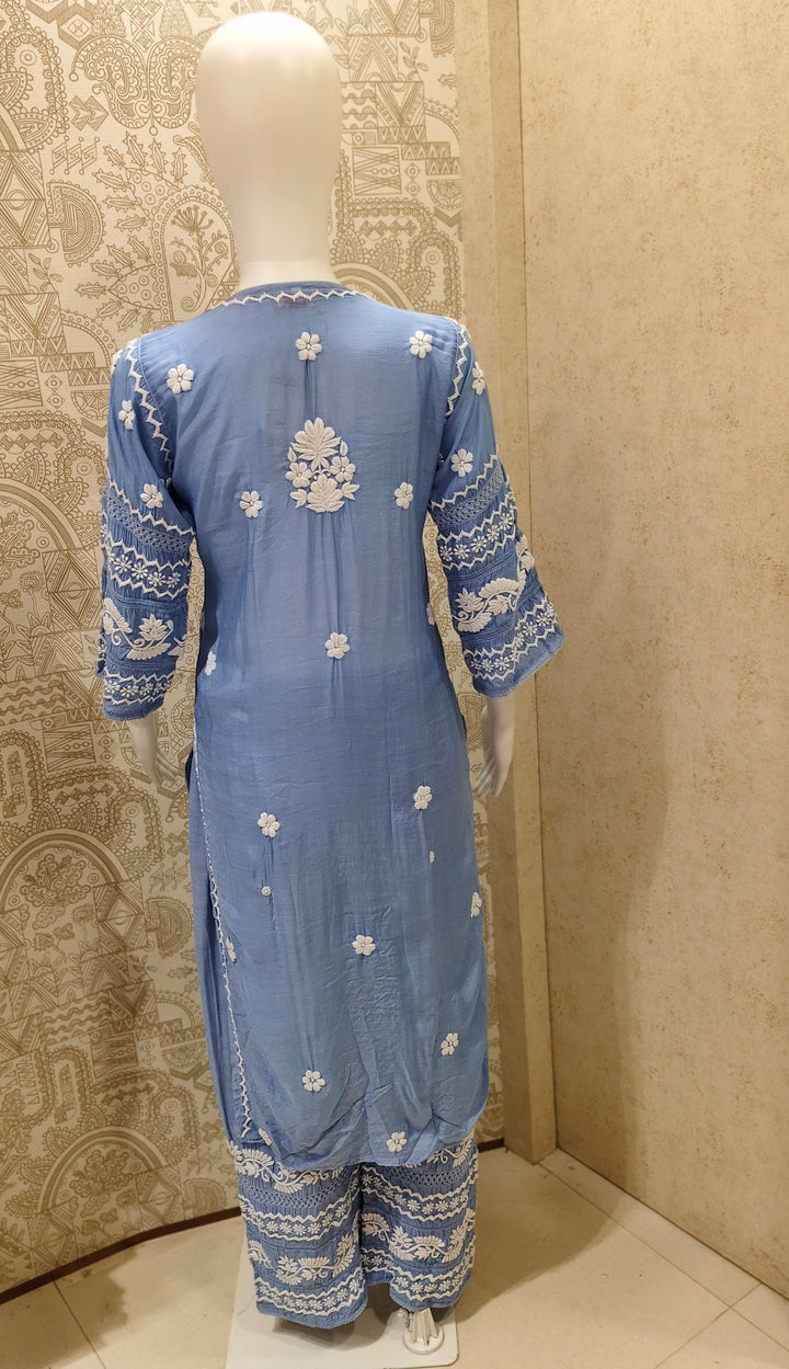 Zainab Premium Muslin 3D Chikankari  Kurti Pant Set